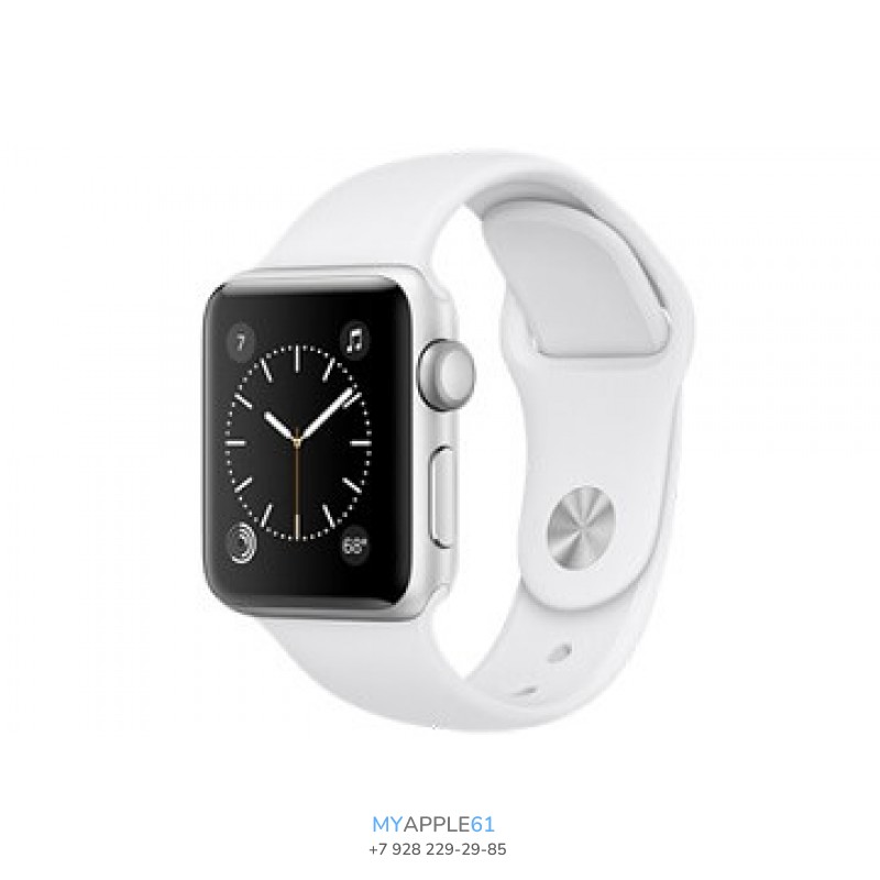 Apple Watch Series 2, 38 мм, серебристый алюминиевый корпус, белый спортивный ремешок